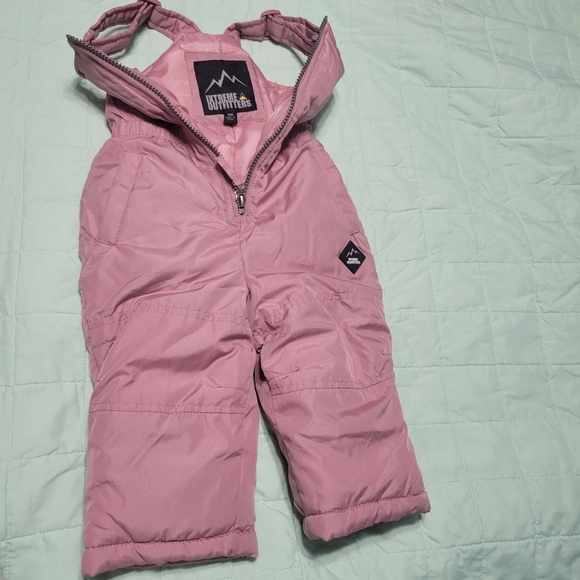 Pink Puffer Snow Pant Snowbib Snowsuit Insulated Overalls, 12m - Picture 1 of 7